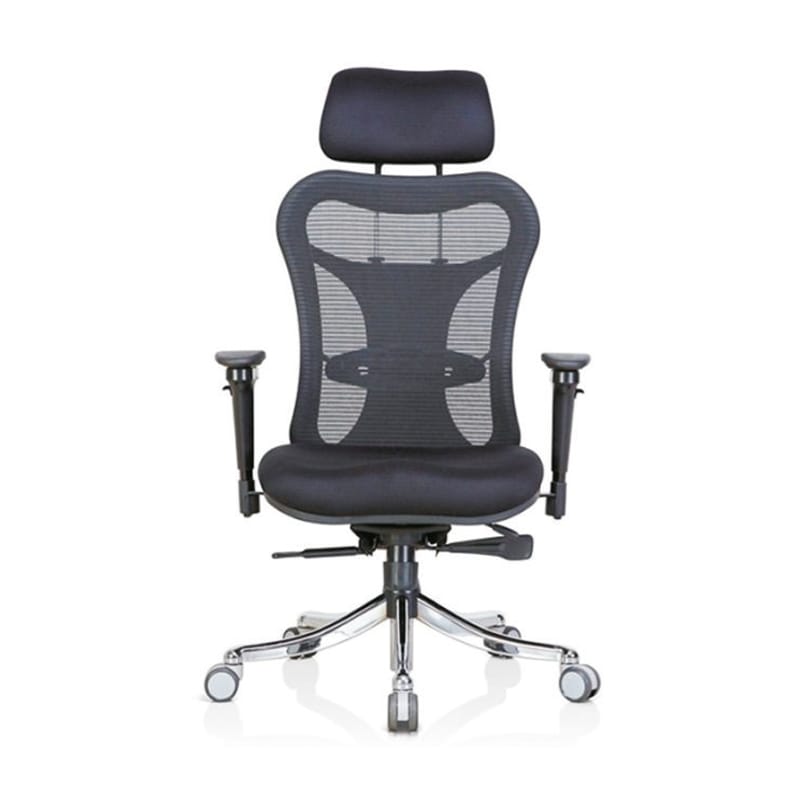 Set with Net - Back In Soft Mesh With Lumbar Support, Height Adjustable Handle, Metal Base & Castor (CS-M06-HB)