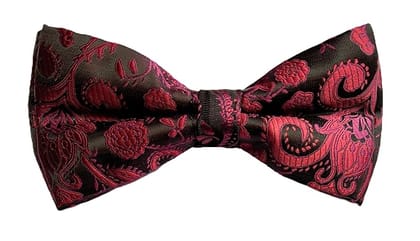 VOICI Men's Velvet & Satin oversized Bow & Pocket Square Tie Black Color Free Size best for Tuxido dinner jackets - Burgundy & Black