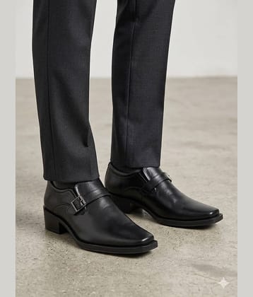 Sir Corbett SS26 Men's Monk Strap Height Increasing Shoes Black Men's Monk Strap Formal Shoes
