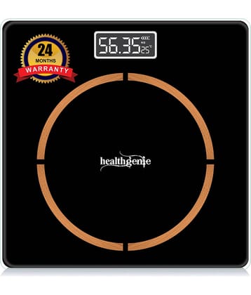 Healthgenie Thick Tempered Glass LCD Display Black Digital Bathroom Weighing Scales