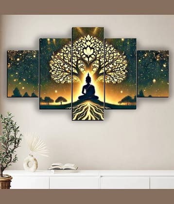 SNDArt Set Of 5 Lord Buddha Wall Paintings For Living Room Decorative Gift Items 18 x 30 inch