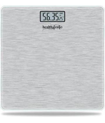 Healthgenie Electronic Digital Weighing Machine Bathroom Weighing Scale-Silver Brushed Metallic