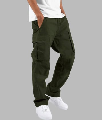 Eyebogler Regular Flat Men's Cargos - Olive ( Pack of 1 )