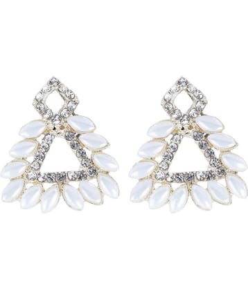 PUJVI - White Hoops Earrings ( Pack of 1 )