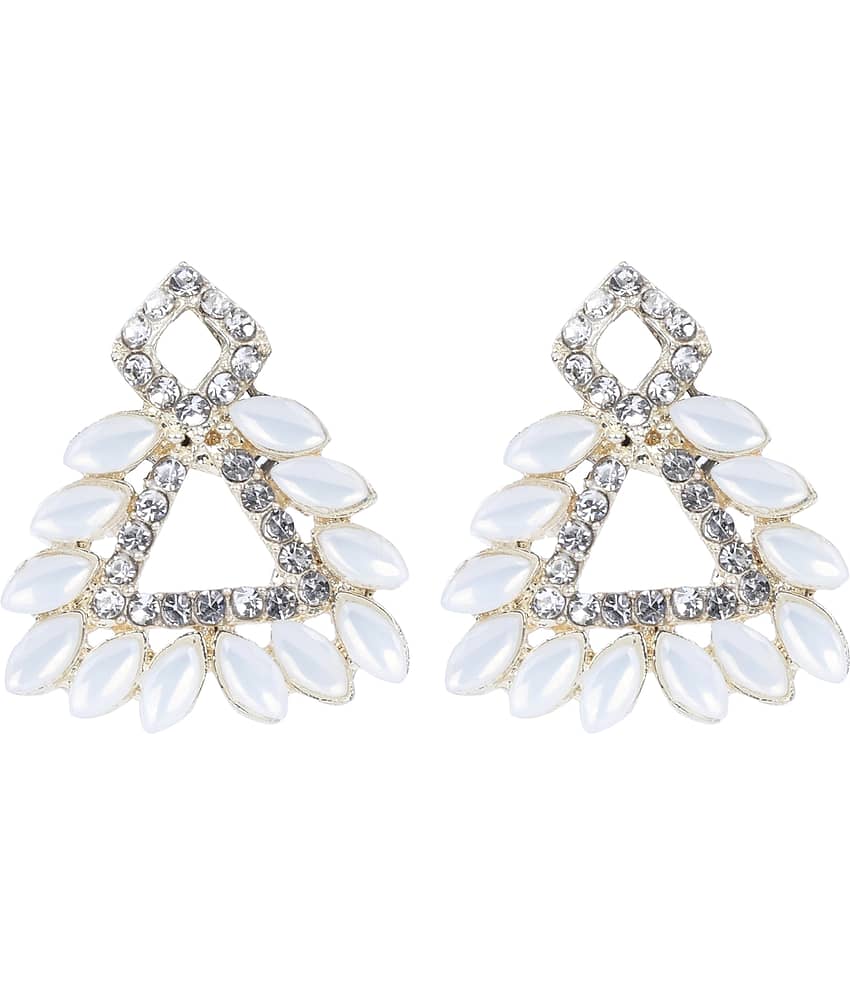PUJVI - White Hoops Earrings ( Pack of 1 )