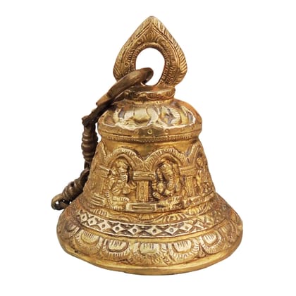 Brass Showpiece Bell With Chain God Idol Statue, Height : 6 Inch (BSMAS709)