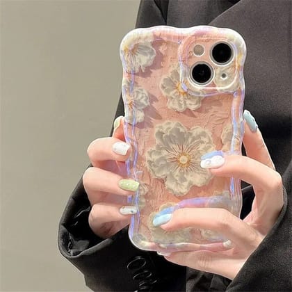 Pink Laser Floral Flowers Holographic iPhone Soft Silicone Case-iPhone 14 Pro Max