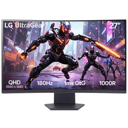 LG 27GS60QC-B 27Inch QHD (2560x1440) Ultra gear Curved Gaming Monitor with HDMI x 2 DisplayPort Borderless Design, Black Stabilizer DAS Crosshair FPS Counter - Black 