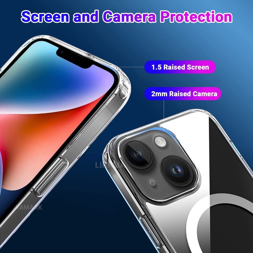 LIRAMARK Magnetic Protective Clear Case Compatible with Magsafe for Apple iPhone 14 (6.1 inch) (Transparent)