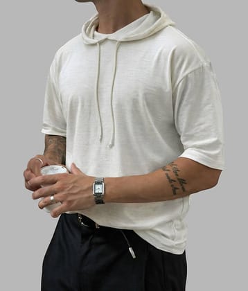 Eyebogler Men Cotton Blend Oversized Fit Solid T-Shirt ( White )