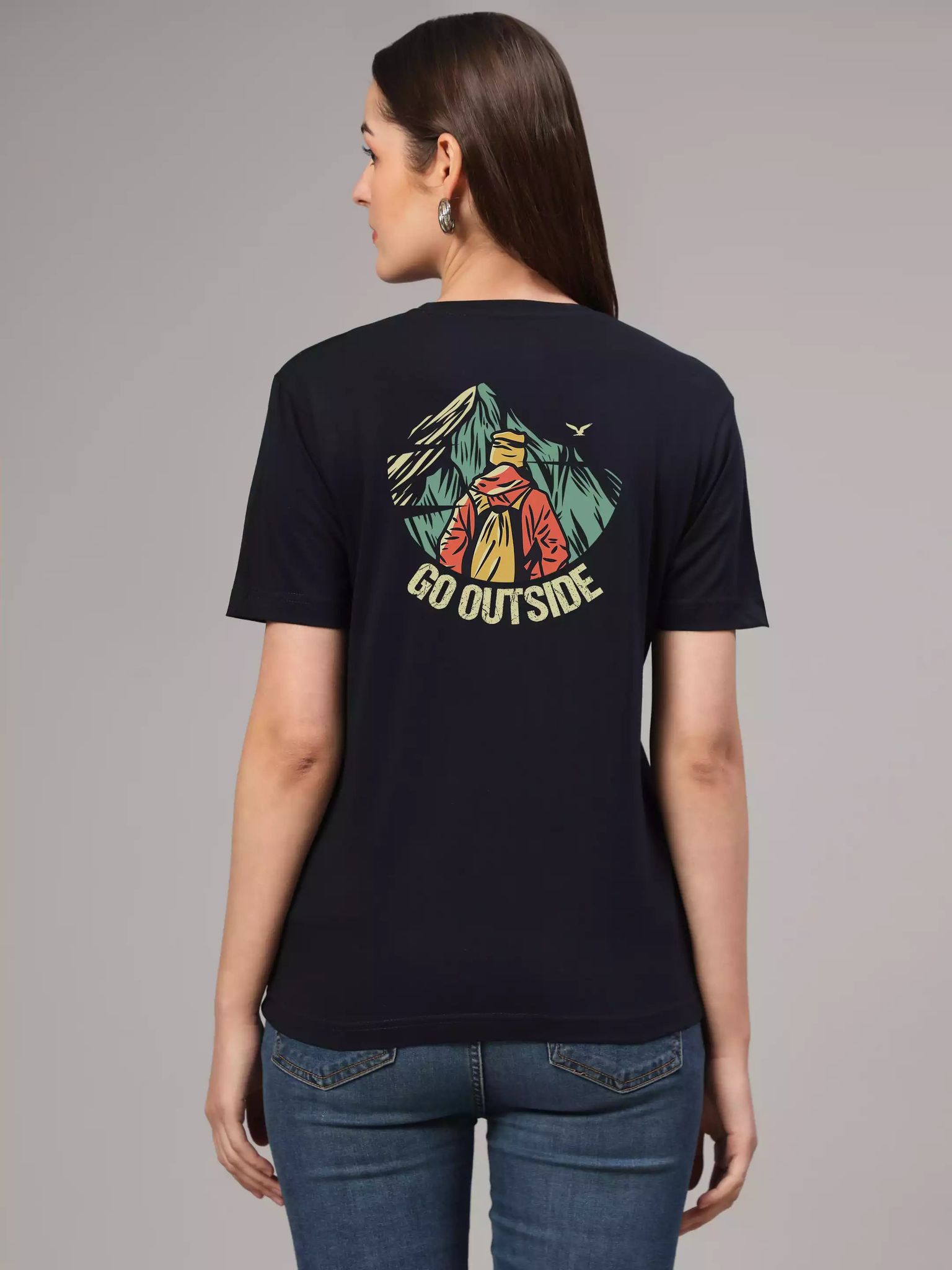 Go Outside - Sukhiaatma Unisex Graphic Printed Black T-shirt-XS-36