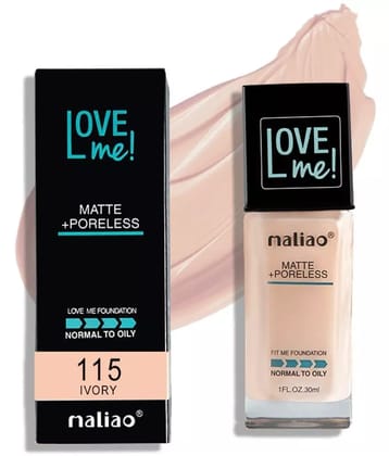 Maliao Matte+Poreless LOVE ME Foundation - Ideal for Normal to Oily Skin (115-IVORY)
