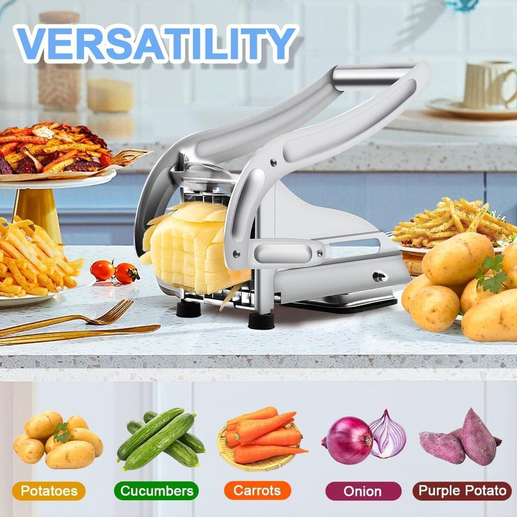 Stainless Steel Home French Fries Potato Chipser, Salad Chipser Strip Cutting Cutter Machine Maker Slicer Chopper Dicer Snacks Finger