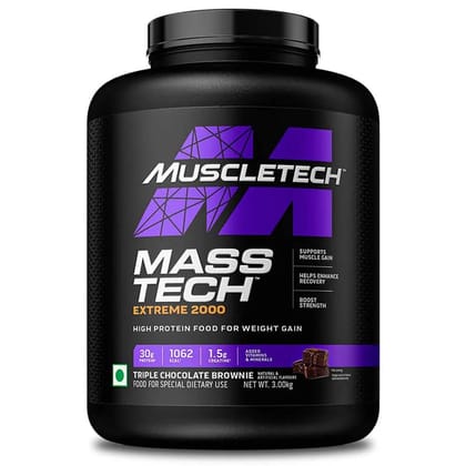Muscletech Masstech Extreme 2000 Lean Mass Gainer, 3kg-Triple Chocolate Brownie
