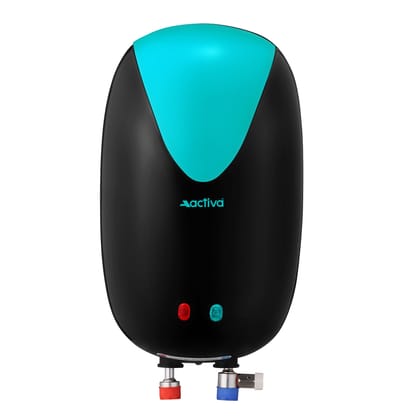 ACTIVA 3L Instant Water Heater Geyser 3kW ISI Copper Element 304L SS Tank Anti Rust Coating Auto Cut Off ABS Body BEE 5 Star Fast Heating Compact Bathroom Kitchen Use 5 Year Warranty Green Black ACTIVA 3L Instant Water Heater Geyser 3kW ISI Copper Elemen
