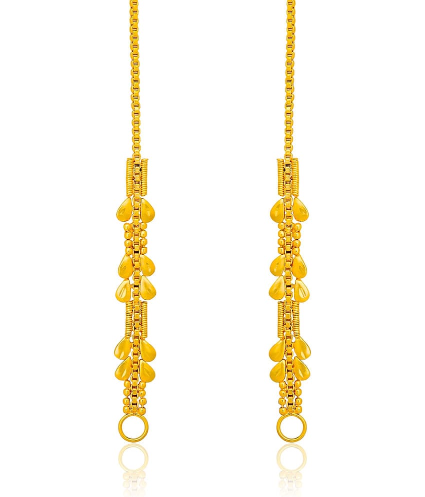 LUV FASHION Golden Drop Earrings ( Pack of 1 )