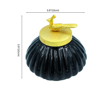 Elegant Glass Jar with Gold Bird Lid  Luxurious Storage and Decor