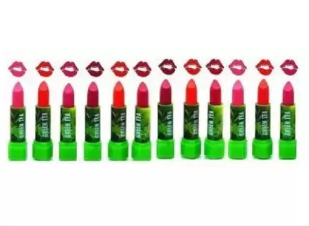 Elecsera Matte Green Tea Color Changing Lipstick Combo pack of 12 (multicolor, 42 g)