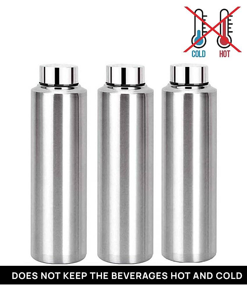 AKG Silver 600 mL Steel Water Bottle set of 3