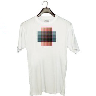 UDNAG Unisex Round Neck Graphic 'Orange blue | Drawing' Polyester T-Shirt White