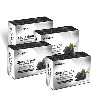 LA ORGANO Glutathione Charcoal Skin Lightening & Brightening Bathing Soap 400 g Pack of 4