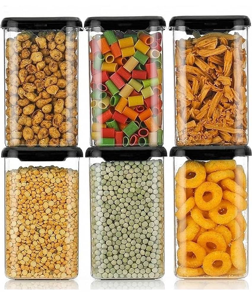 Analog Kitchenware Dal/Pasta/Grocery PET Black Dal Container ( Set of 6 )