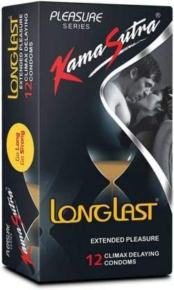 KAMA SUTRA A Lubricated Condoms long last Condom Made of Natural Rubber Latex For Men(1 Pack Of 12 Condom) New