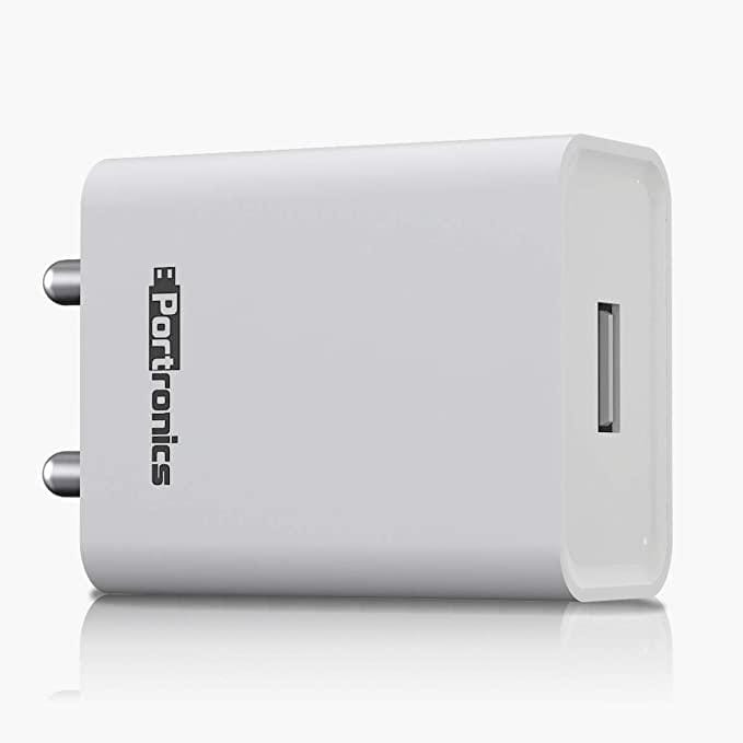 Portronics Adapto 62 POR-1062 USB Wall Adapter with 2.4A Fast Charging Single USB Port Without Cable for All iOS & Android Devices