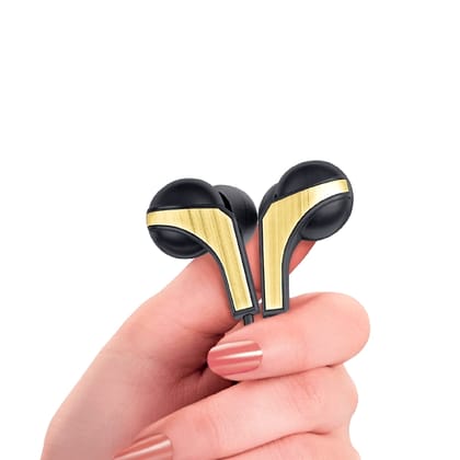 FINGERS SOUND BOOMERANG WIRED EARPHONE (Color - Black Gold) by ZALANI COLLECTION NX