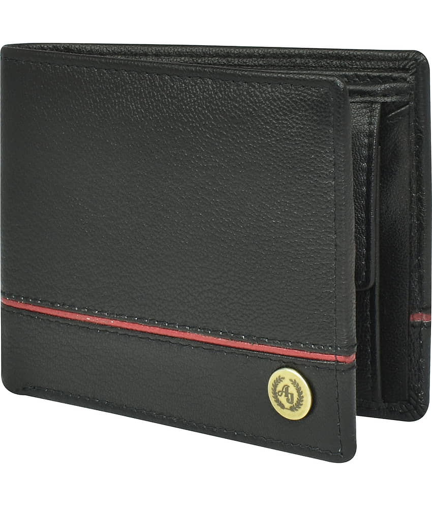 Ajanta Black 100% Leather Men's Regular Wallet ( Pack of 1 )