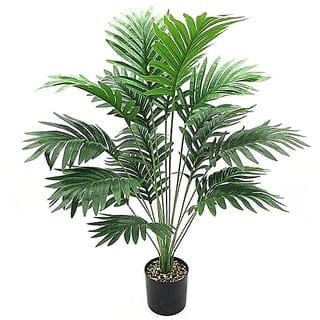 De Gardenia Artificial Areca Palm Plant with Black Pot 75 cm Tall Realistic Faux Green Plant for Indoor and Outdoor Decor