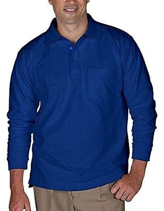 Romano nx Men's 100% Cotton Long Sleeve Regular Fit Polo T-Shirt-Large