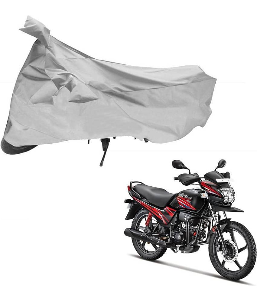 AutoRetail Dust Proof Two Wheeler Polyster Cover for Hero Passion Pro TR (Mirror Pocket, Silver Color)