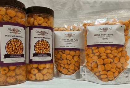 Cheese Tomato Makpuff, Cheese and Tomato Makhana (85g each) + Little Millet Cheese and Tomato Puffs (70g each)