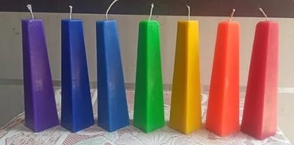 VIBGYOR Pyramid Pillar Candles    20 cm x 7.5 cm