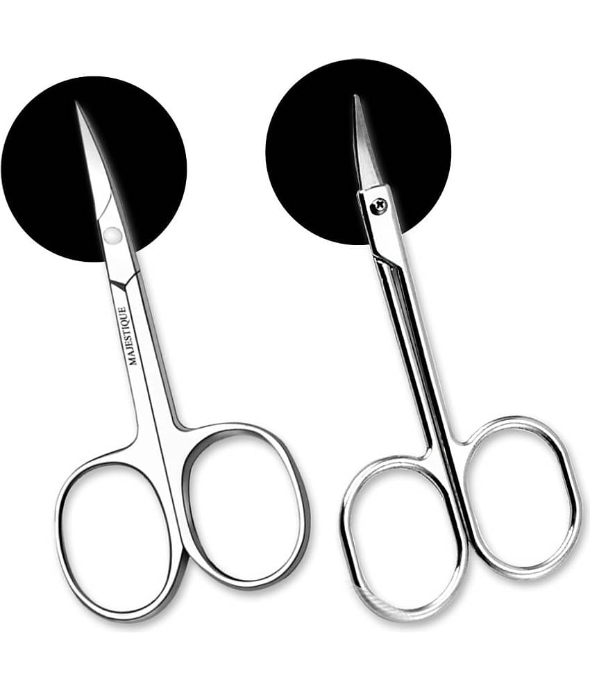 Majestique 2Pcs Cuticle Scissors - Use as Fingernails, Shaving & Eyebrow Scissors, Moustache Beard