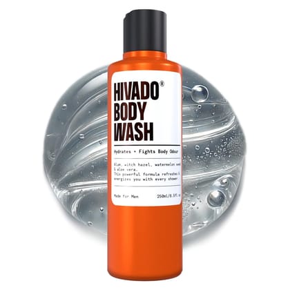 HIVADO Body Wash for Men,De-Tan & Deep Cleanse Shower Gel with Alum & Aloe Extracts,Sulfate-Free,Hydrating,Non-Drying Formula,Fights Odour,Pollution & Sweat,Refreshing Long-Lasting Fragrance,250ml HIVADO Body Wash for Men,De-Tan & Deep Cleanse Shower Gel