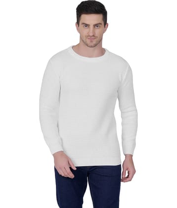 RuarX Polyester Regular Fit Self Design Full Sleeves Men's Round T-Shirt - White ( Pack of 1 )