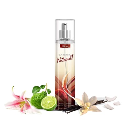 Layer�r Wottagirl Vanilla Twist Body Splash for Women, 150ml | Long-Lasting Sweet Vanilla Body Mist | Ideal for Daily Use | Refreshing & Skin-Friendly Layer�r Wottagirl Vanilla Twist Body Splash for Women, 150ml | Long-Lasting Sweet Vanilla Body Mist | Ideal for Daily Use | Refreshing & Skin-Friendly