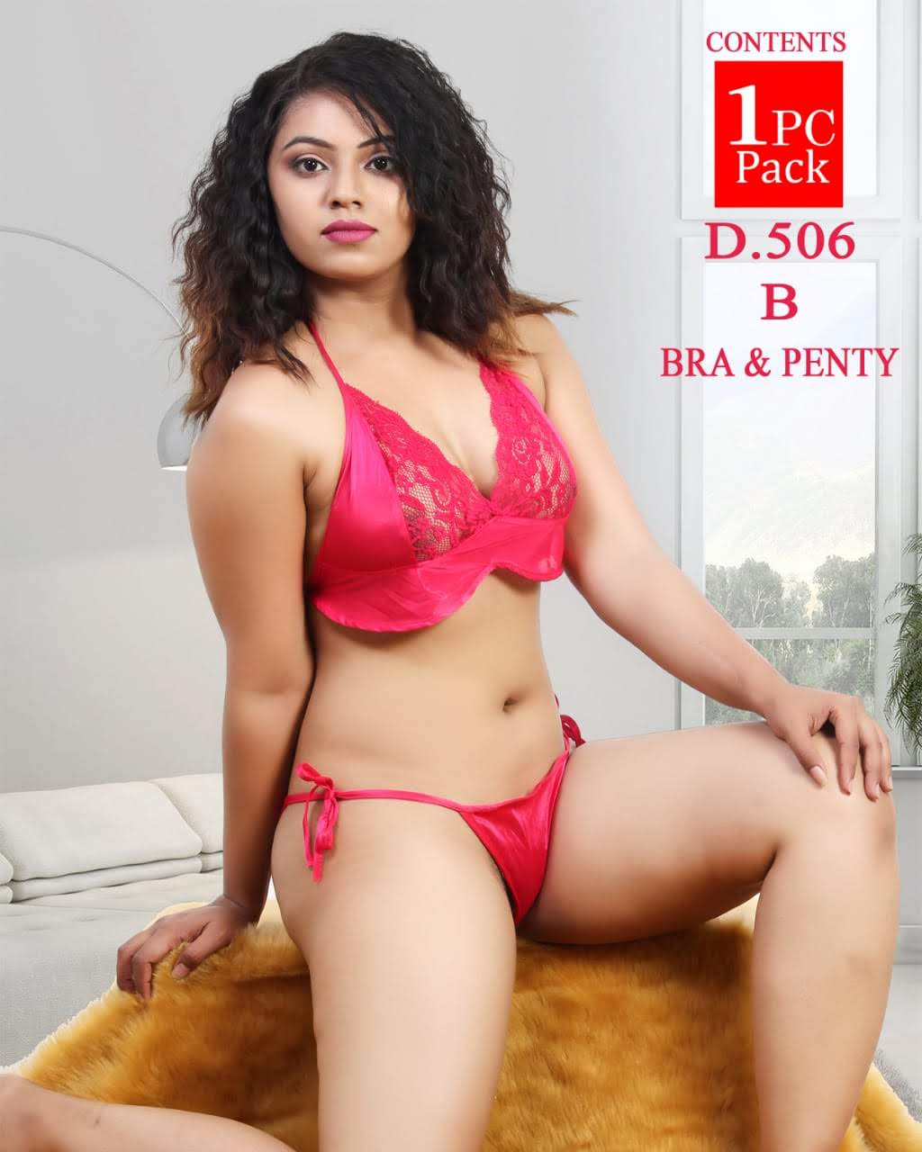 Satin Plain Lingerie Set Brapenty