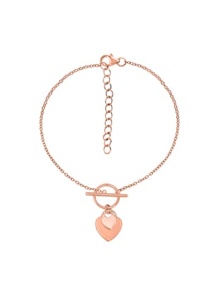 Rose Gold Heart Charm Toggle Bracelet