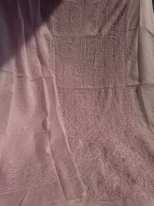 Kota Chikankari Length with Dupatta - Pink-Pink / Free Size / Kota
