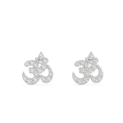 AUM ( Om ) stud earring-Rhodium plated