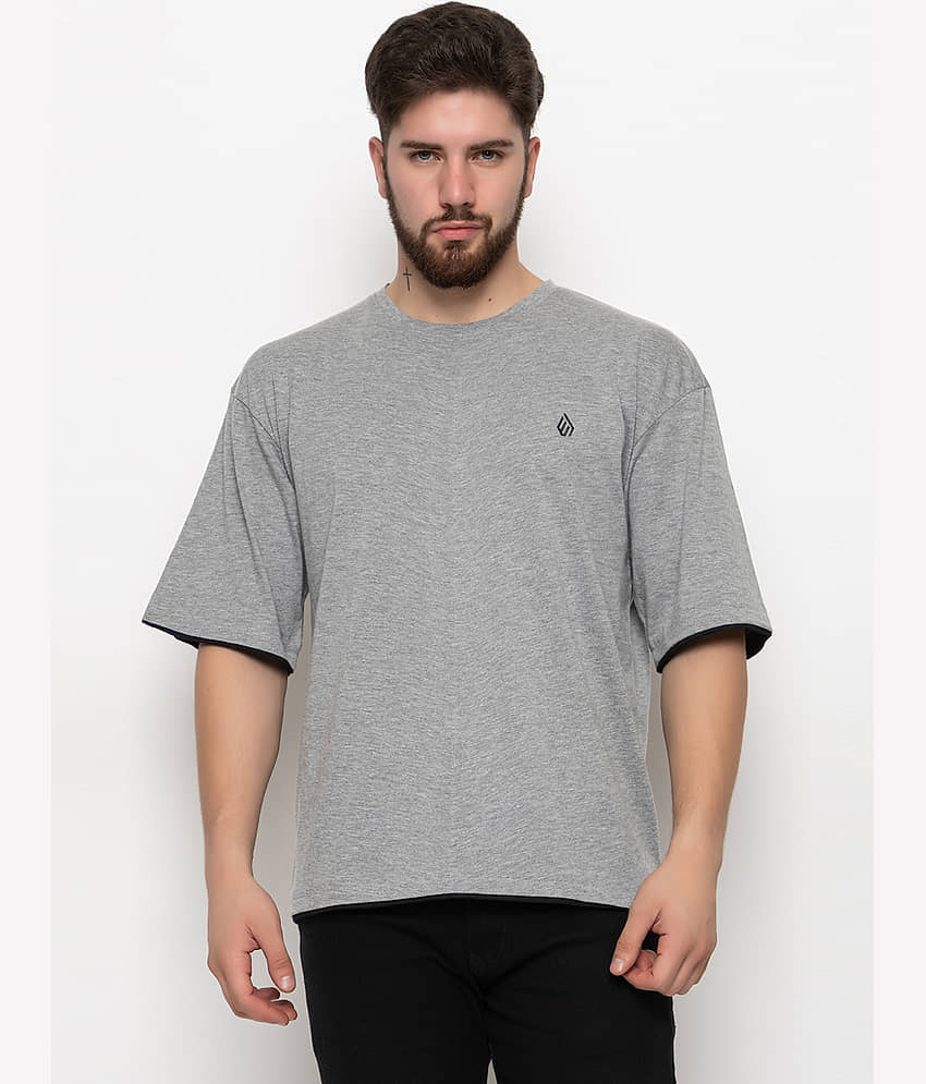 ZEBULUN Cotton Blend Regular Fit Solid Half Sleeves Men's T-Shirt - Grey ( Pack of 1 )