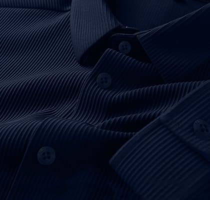 Corduroy Casual Shirts for Men Blended Fabric - Navy Blue-S