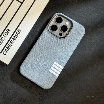 iPhone Series Retro Linen Denim Design Magnetic Case-iPhone 13 / Light Blue