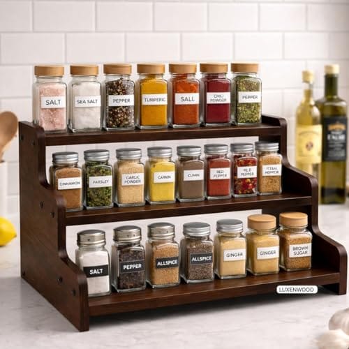 3 Tier Wooden Kitchen Organizer Rack for Countertop