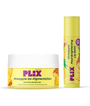 The Plant Fix Plix Pineapple Lip Balm SPF 50 + Smoothie Moisturizer Kojic Acid, Vitamin C (2 Items in the set)