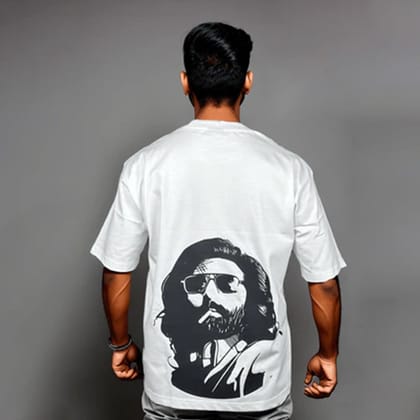 Animal Printed Half Sleeves Oversized T-Shirt-S / WHITE / 240 GSM (100% Cotton)
