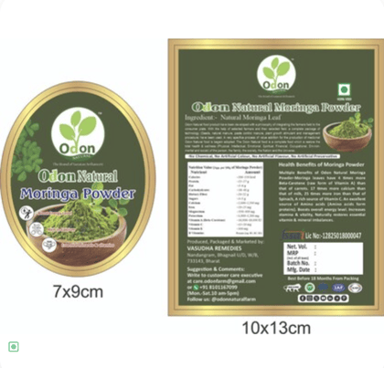 ODON NATURAL  Moringa Leaf Powder I Essential Nutrition Superfood, Helps Naturally Boost Energy Levels, Improves Stamina & Vitality, Rich In Vitamins & Minerals-250g